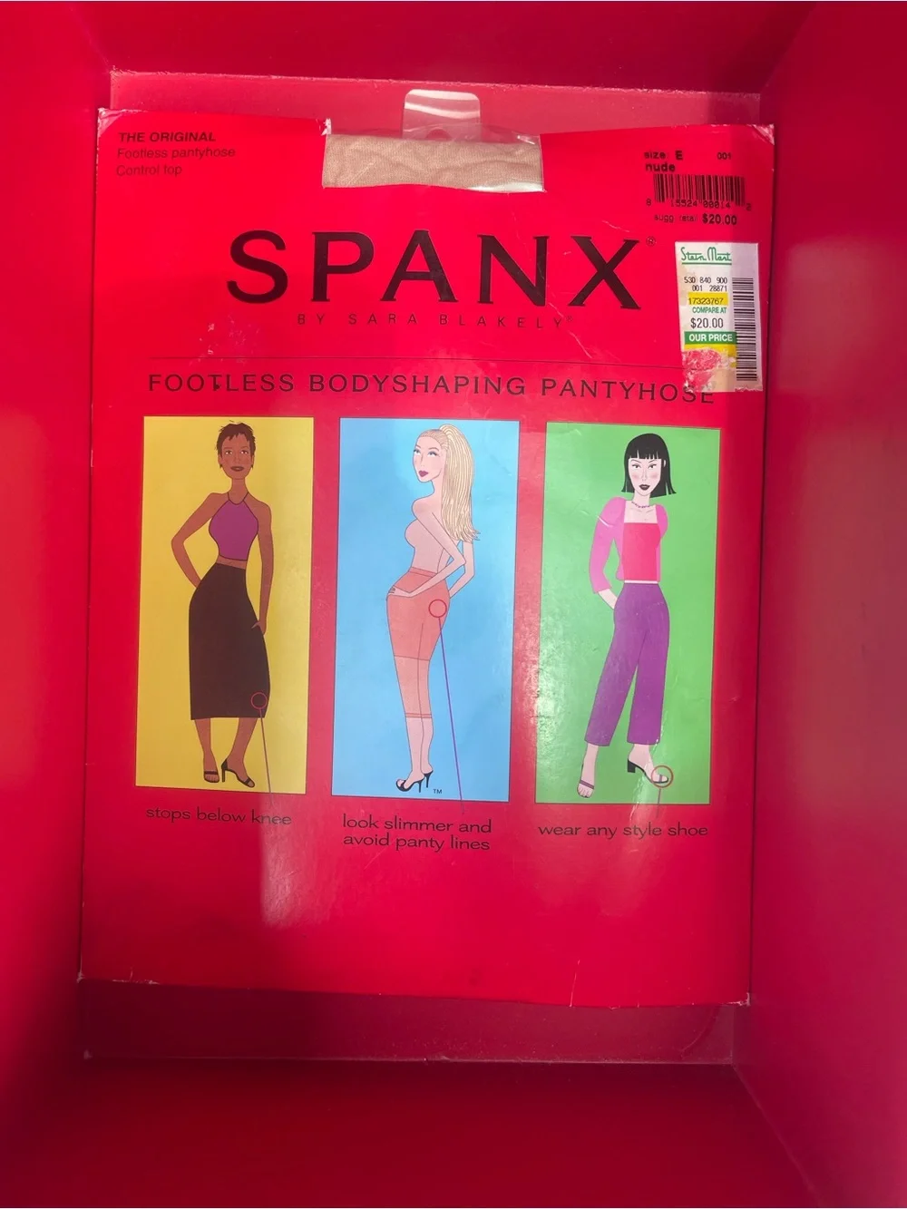 Spanx Footless Bodyshaping Pantyhose Black Size E Control Top nude color NEW